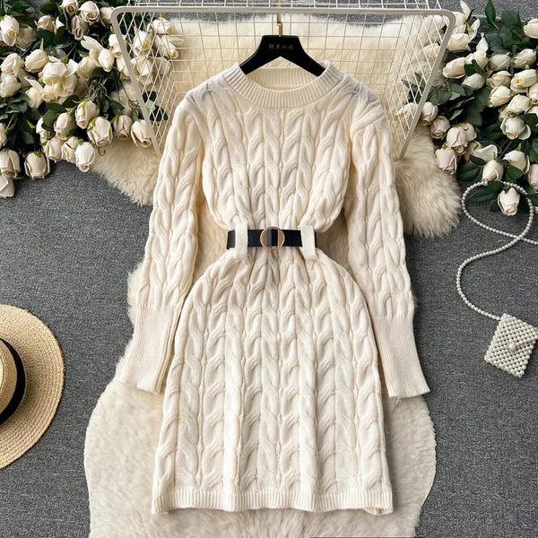 V-Neck Cashmere Knitted Dress Women Autumn Winter Slim Fit Versatile Woolen  Dress Medium Length Knee Long Sleeve (Color : Apricot, Size : XXL) :  Amazon.co.uk: Fashion